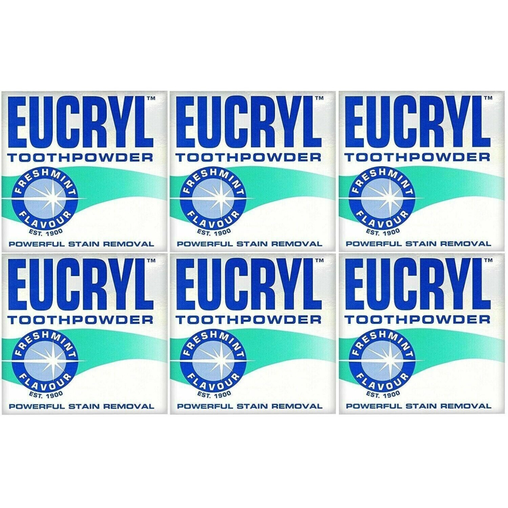 6 x Eucryl Toothpowder, Freshmint, 50g