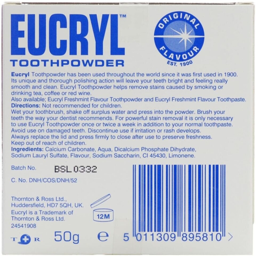 6 x Eucryl Toothpowder, Freshmint, 50g 2