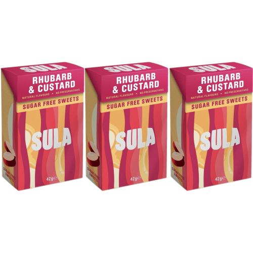 3 x Sula Rhubarb and Custard Sweets 42 g