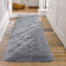 (60cm x 220cm (2ft x 7ft 7") Runner) Grey Rugs Extra Large Fluffy Shaggy Rug Runner Mat