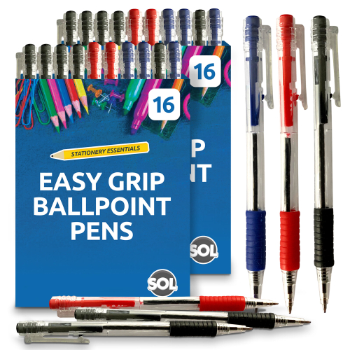 SOL (32 pens) 16-32 Blue Red Black Retractable Ballpoint Pens