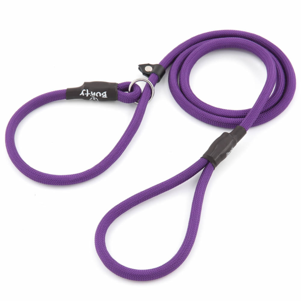 (Purple, Medium - 8mm) Nylon Slip Rope Dog Puppy Lead Leash Anti Pull
