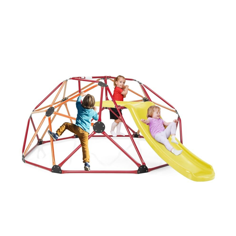 8FT Dome Climber Kids Toddler Climbing Frame With Slide Geometric Climbing Dome