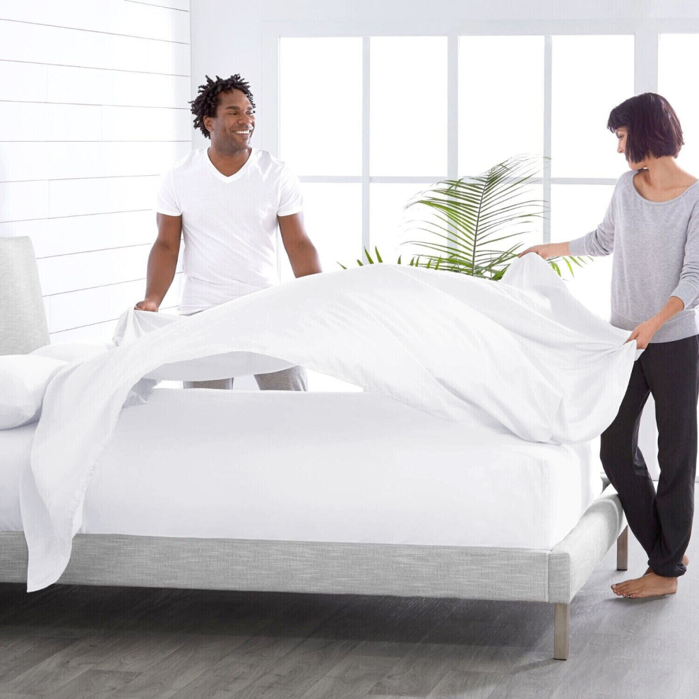 (Super King Flat Sheet (270 x 310 cm)) Flat Sheet Egyptian Cotton Bedsheet White