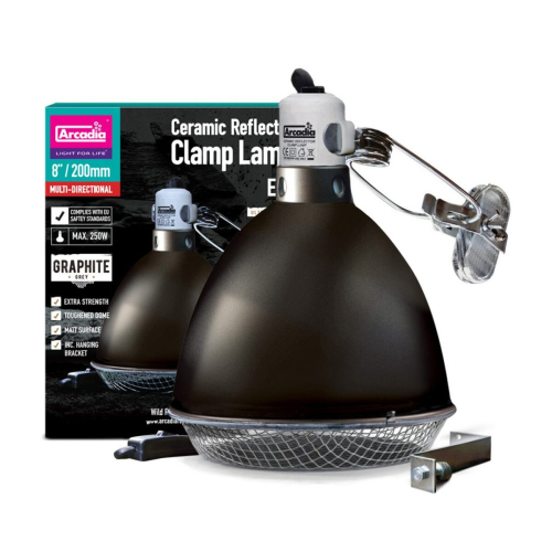 Arcadia Arcadia Reflector Clamp Lamp with Ceramic Holder (E27), 20cm, Graphite