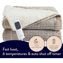 Dreamland Naptime Sherpa Electric Heated Throw (180x135 cm) with Intelliheat+, 6 heat settings, auto shut-off 1/3/9h, machine washable 16998