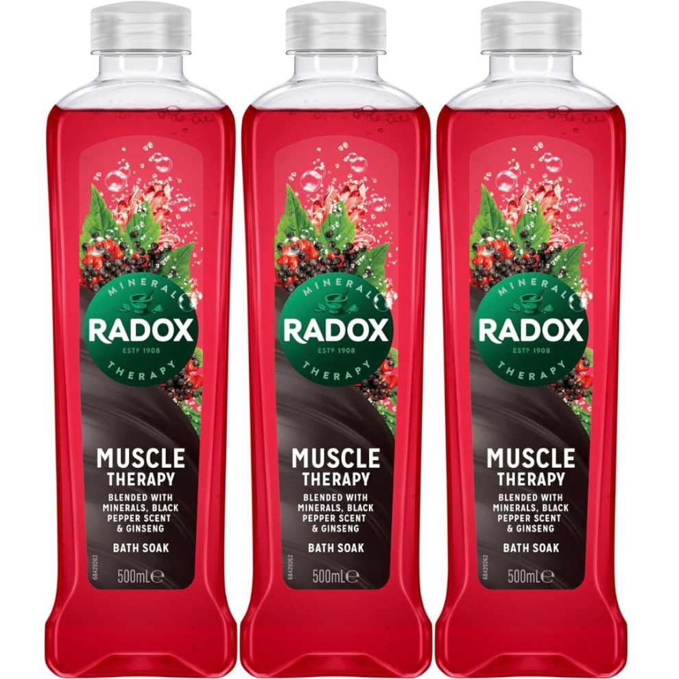 3 x Radox Men Muscle Therapy Bath Soak 500Ml (RED BOTTLE)