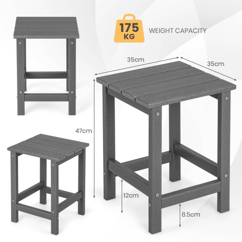 Costway Side Table Solid Indoor Outdoor Garden Patio HDPE Adirondack Square End Table 1