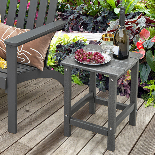 Costway Side Table Solid Indoor Outdoor Garden Patio HDPE Adirondack Square End Table 2