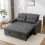 MORE4HOMES (Grey) HUDSON 2-SEATER SOFA BED LINEN FABRIC WITH CUP HOLDERS 9