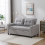 MORE4HOMES (Light Grey) HUDSON 2-SEATER SOFA BED LINEN FABRIC WITH CUP HOLDERS 1