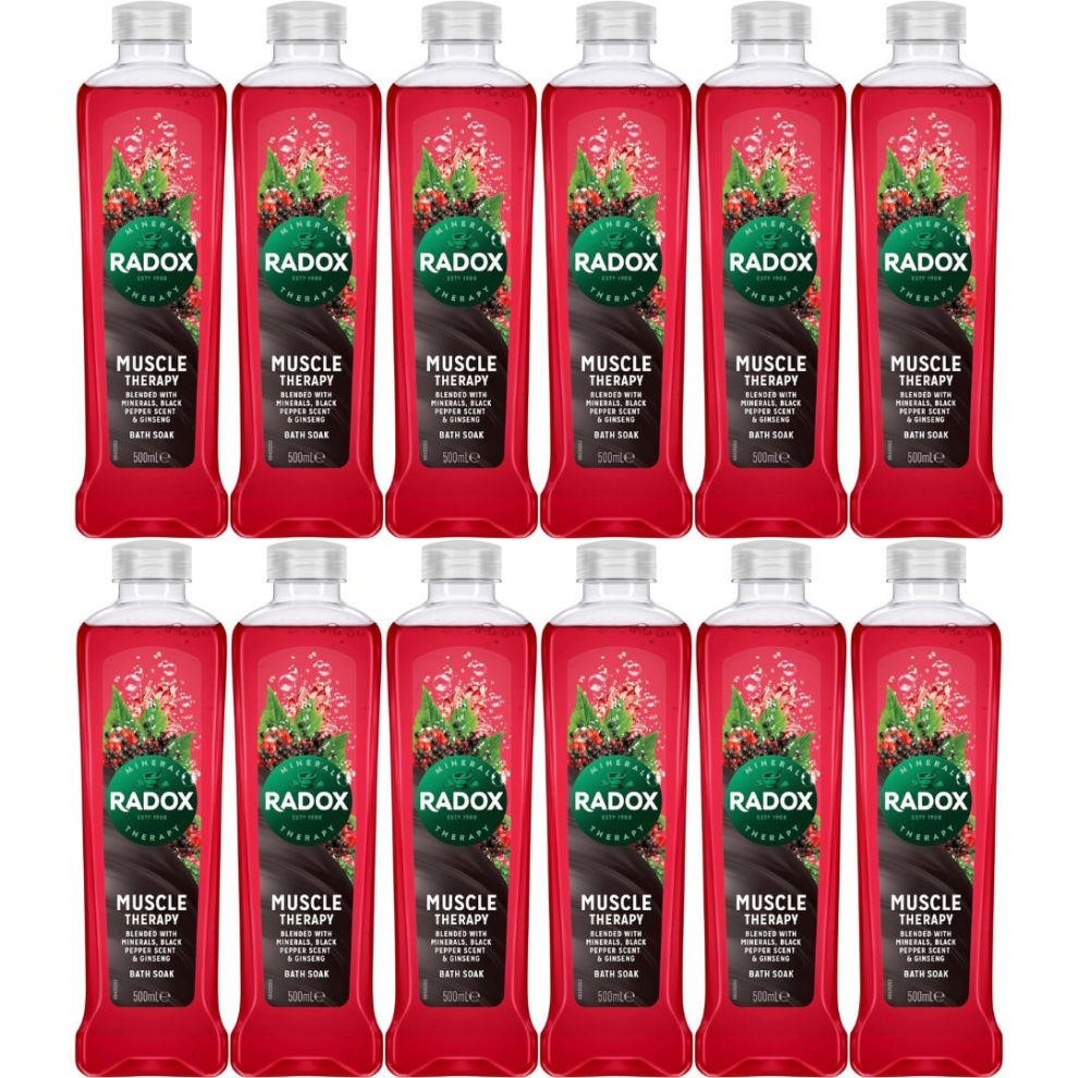 12 x Radox Men Muscle Therapy Bath Soak 500Ml (RED BOTTLE)