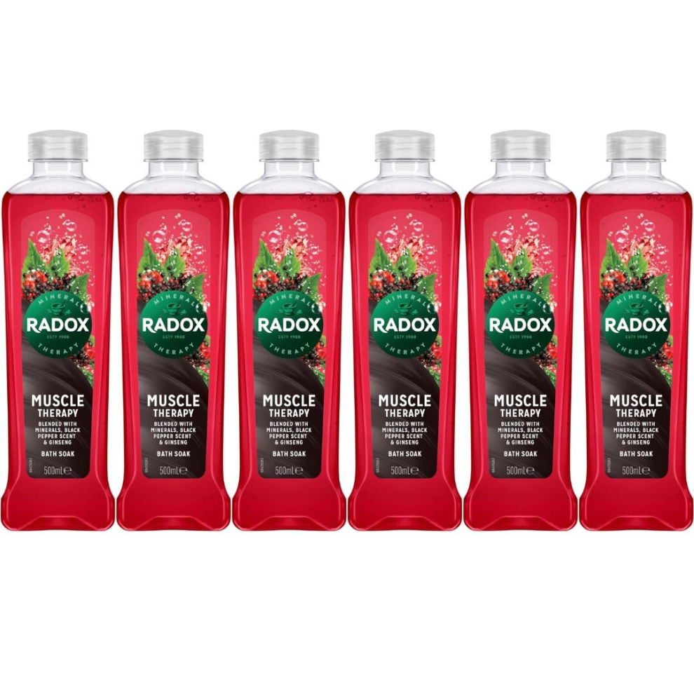6 x Radox Men Muscle Therapy Bath Soak 500Ml (RED BOTTLE)