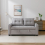MORE4HOMES (Light Grey) HUDSON 2-SEATER SOFA BED LINEN FABRIC WITH CUP HOLDERS 10