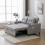 MORE4HOMES (Light Grey) HUDSON 2-SEATER SOFA BED LINEN FABRIC WITH CUP HOLDERS 11