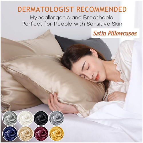 Satin Silk Pillowcases Ultra Soft Pillowcase Pair For Hair & Skin Anti