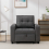 MORE4HOMES HUDSON 1-SEATER SOFA BED LINEN FABRIC WITH CUP HOLDERS GREY 6