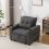 MORE4HOMES HUDSON 1-SEATER SOFA BED LINEN FABRIC WITH CUP HOLDERS GREY 1