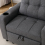 MORE4HOMES HUDSON 1-SEATER SOFA BED LINEN FABRIC WITH CUP HOLDERS GREY 9
