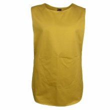 (Yellow, Small) Ladies Workwear Front Pocket Tabard Cleaning Bar Apron Kitchen Colour Uniform