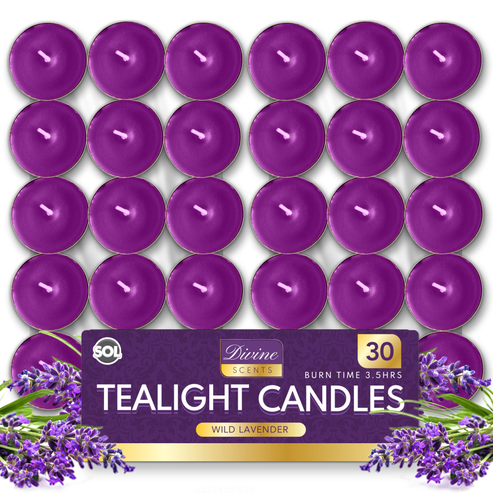 (Lavander) 30pk Scented Tea Lights Candles | Various Perfumes