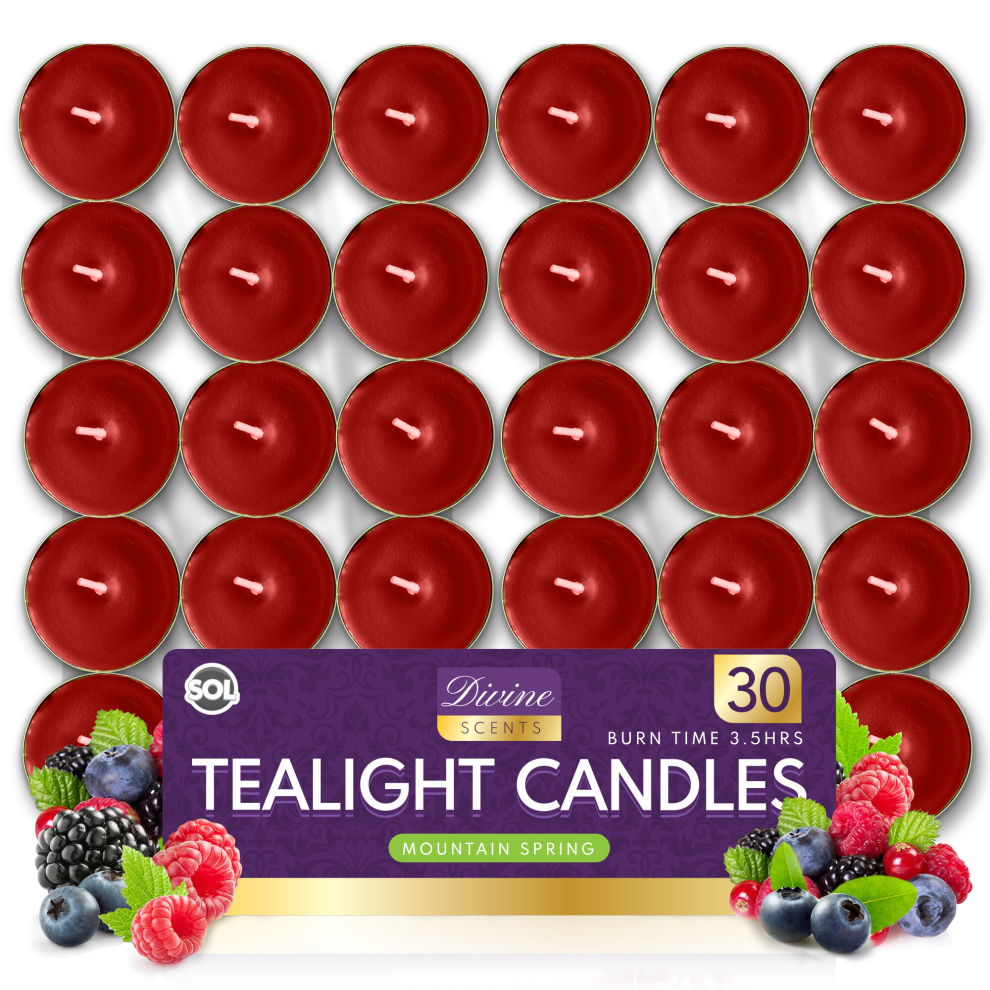 (Fresh Berries) 30pk Scented Tea Lights Candles | Various Perfumes