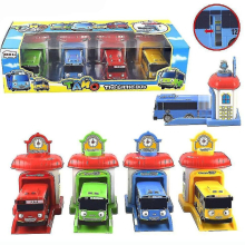 4pcs/set Scale Tayo The Bus Bus Oyuncak Garage Tayo Bus Ejection Car Vehicle