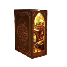 Diy Book Nook Kit, 3d Wooden Puzzle Bookend For Bookshelf Decor, With Light Model Kits For Adults