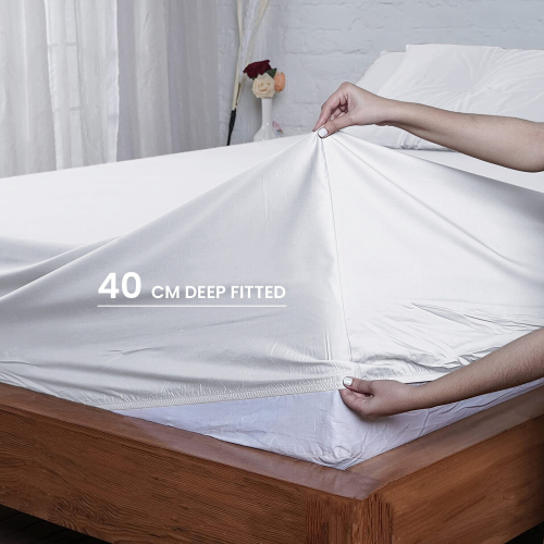 (King Bed Sheet (16"/40CM)) Extra Deep 40cm Fitted Sheets 40cm White Bed Sheet
