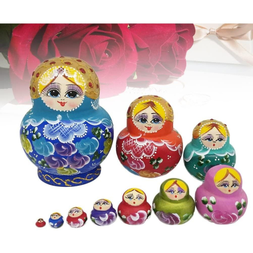 Russian Nesting Dolls, 10-piece Matryoshka Colourful Stacking Toy Doll 1
