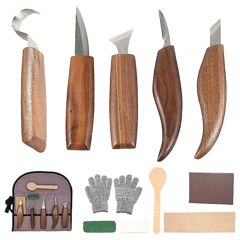 12 Pcs Wood Carving Tools With Hook Knife Woodworking Knife Carving Knife Bevel Knife Spoon Knife For Carpenter Beginners Children Professional Carver