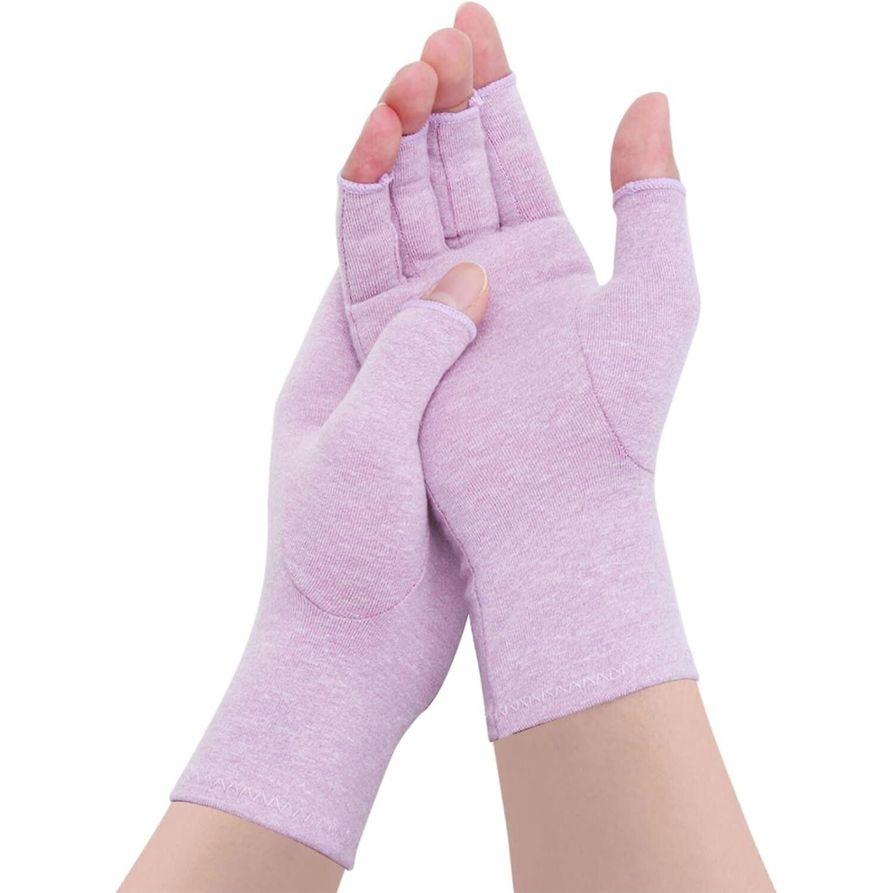 Purple Rheumatoid Arthritis Gloves - Compression Gloves Fingerless Joint Pain Relief Hand Mitten Warmth Gloves Carpal, M, 1 Pair