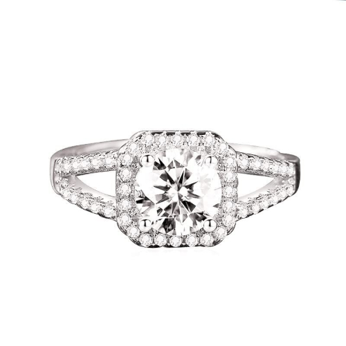 925 Sterling Silver Princess Solitaire Cushion Cut Ring Square