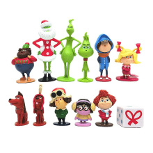 12pcs/set Christmas The Grinch Figure Toys Cake Topper Home Ornament Decoration Gifts