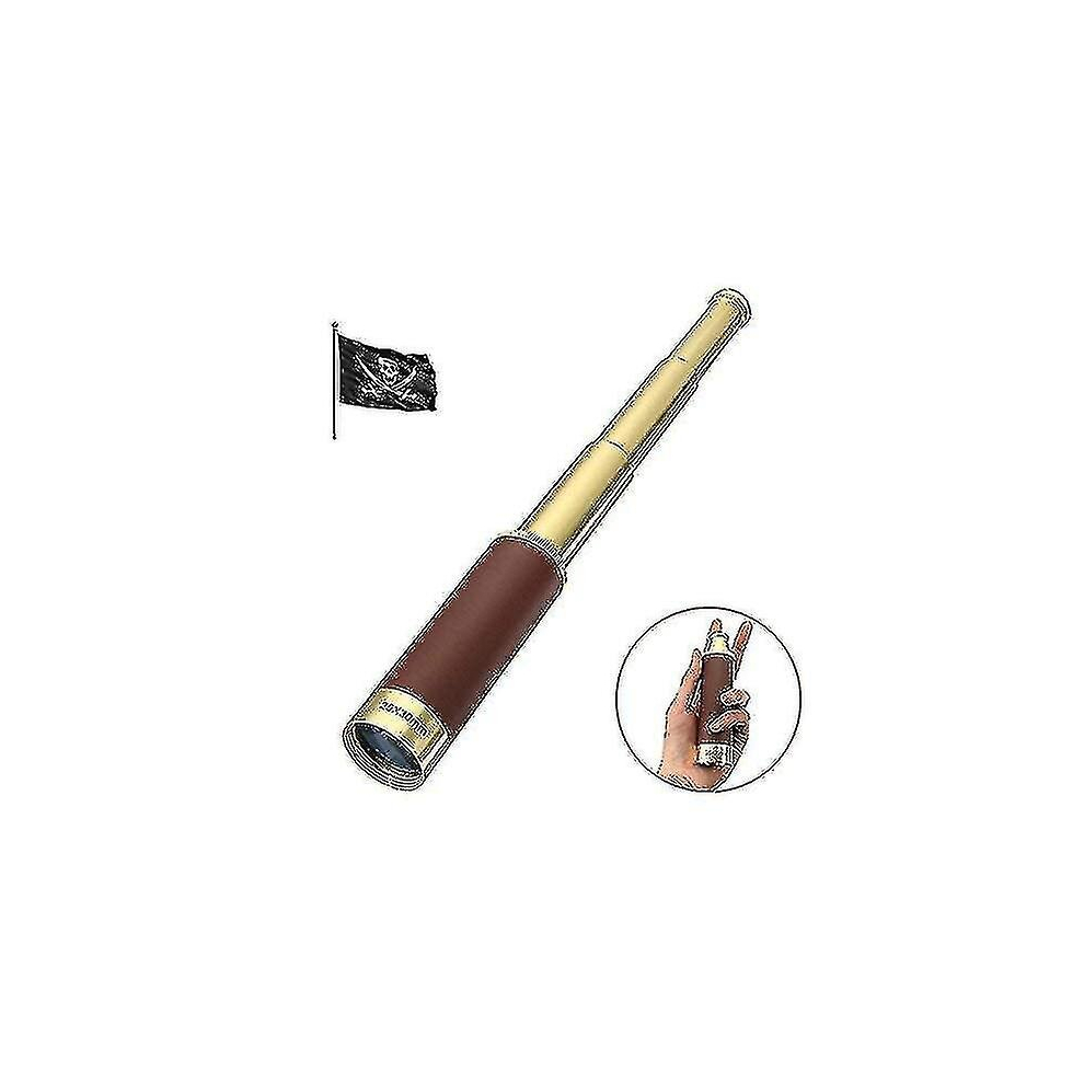25X30 Pirate Brass Telescope, Zoomable Spyglass, Collapsible Handheld Gold 6956162920073