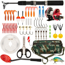 52pcs Ice Fishing Gear Set Ice Fishing Rod And Reel Combo With Ice Fishing Scoop Ice Fishing Hook Fishing Lures
