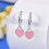 (Pink) Art Deco Style Mini Heart Tag Enamel Drop Earrings 6