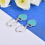 (Blue) Art Deco Style Mini Heart Tag Enamel Drop Earrings 5