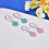 (Blue) Art Deco Style Mini Heart Tag Enamel Drop Earrings 2