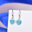 (Blue) Art Deco Style Mini Heart Tag Enamel Drop Earrings 6
