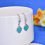 (Blue) Art Deco Style Mini Heart Tag Enamel Drop Earrings 1
