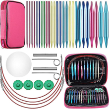 26 Pieces Aluminum Interchangeable Circular Knitting Needle Set,13 Size Interchangeable Crochet Nee