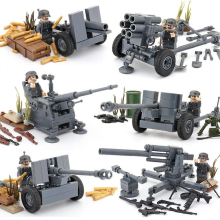 World War II compatible military figure Soviet howitzer anti-aircraft gun model scene building block toys