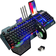 Wireless Gaming Keyboard And Mouse,rainbow Backlit Rechargeable Keyboard Mouse With 3800mah Battery