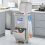 Living And Home 38L White Double-Layer Three-Compartment Trash Can with Wheels 1