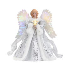 Loandicy With White Fiber Optic Tree Top Decoration - Christmas Tree Top Angel Pendant With String Lights