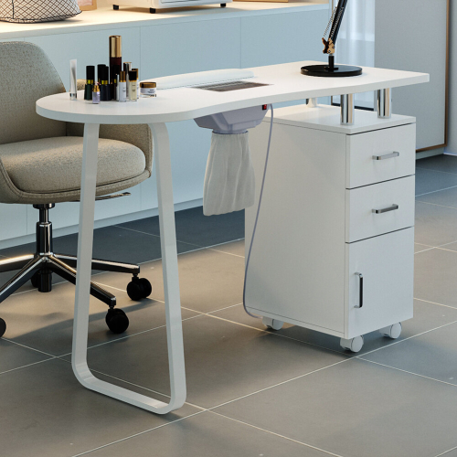 Living And Home White Professional Manicure Table Nail Station with Dust Collector