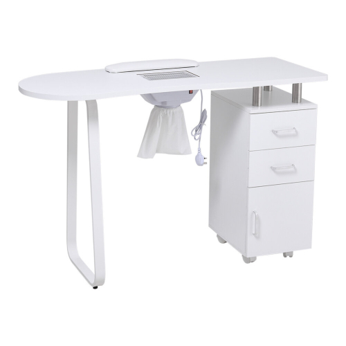 Living And Home White Professional Manicure Table Nail Station with Dust Collector 2