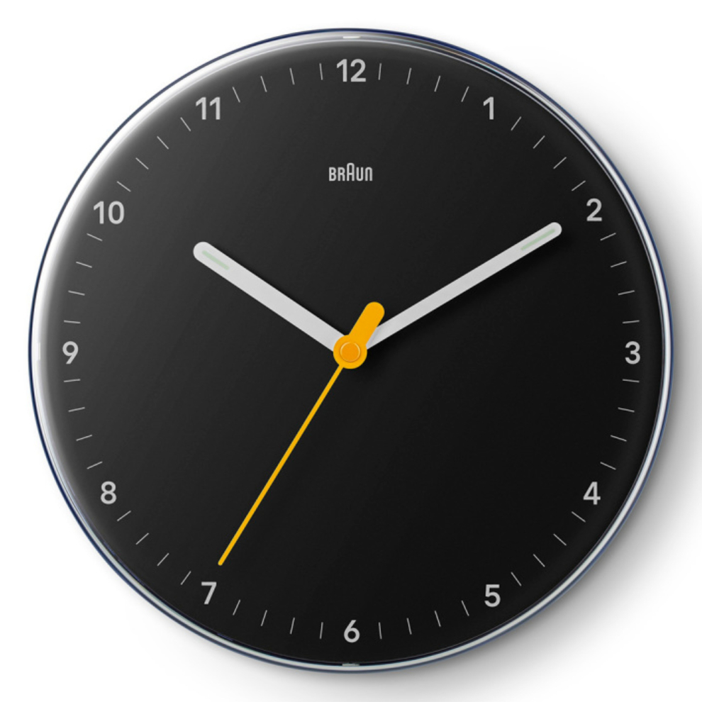 Braun Classic Analogue Wall Clock with Silent Sweep Movement - Black