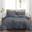 (KING, CHARCOAL) Soft Luxury Plain Duvet Covers Bedding Sets UK 1